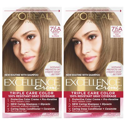 	Excellence Creme Hair Dye 7.5A Medium Ash Blonde 2 Pack	