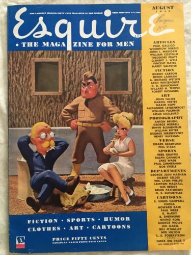 Esquire Magazine August 1943  Magazine for Men with Centerfold!! 160 Pages! - Picture 1 of 6