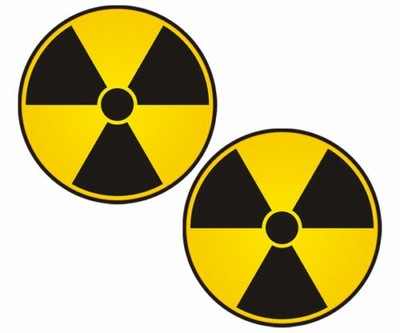 2 - 5'' Nuclear Radiation sign decal warning symbol bio hazard sticker pack