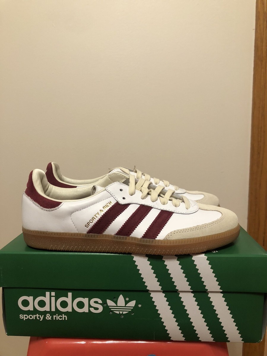 Adidas x Sporty ★ Rich Samba OG Cloud Collegiate Burgundy Adidas x Sporty & Rich Samba OG Cloud White Collegiate