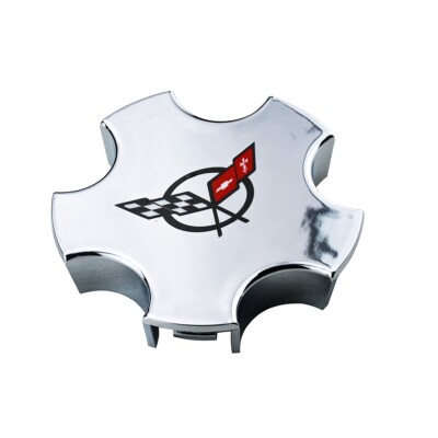 2Pc Black Wheel Center Caps With Cross Flag Logo For C5 Corvette 2000-2004