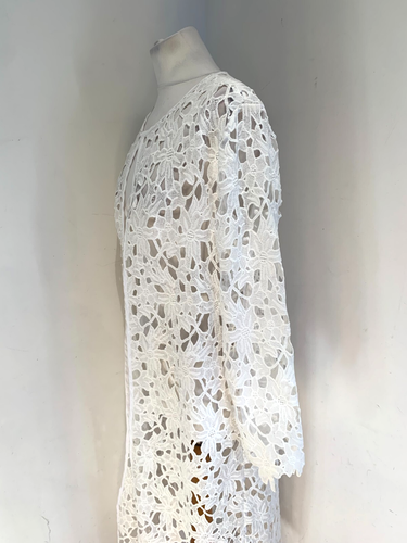 Aavelle kaftan duster kimono S/M NEW guipure lace white open front midi bridal - Picture 6 of 10