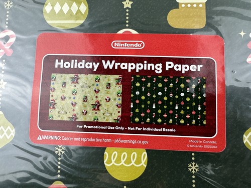 Nintendo Christmas Holiday Gift Wrapping Paper Sheet, Tag & Stickers Rare Promo - Picture 2 of 12