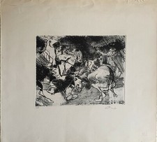 ENNIO CALABRIA acquaforte 1965 Fiera Campionaria 48x44 firmata numerata