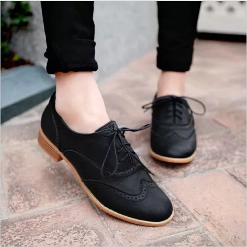 Women's leather oxford lace up shoes 2025