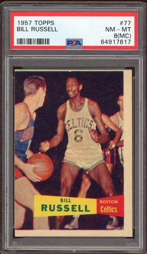 1957 Topps Bill Russell Rookie Card RC #77 - Certified PSA 8 MC (NM / Mint)