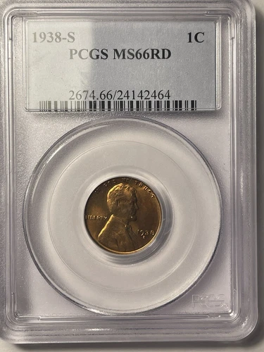 1938 S PCGS MS 66 RD Lincoln Wheat Penny