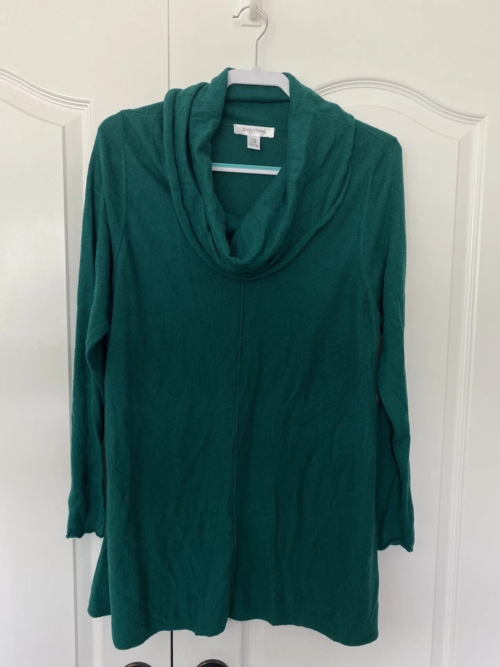 Motherhood Maternity XL green tunic sweater cowl neck - Image 2 of 4