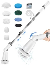 Electric Spin Scrubber Brush Cordless Shower Scrubber With Long Handle 8 Brush H