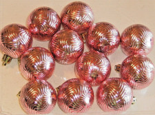 Pink Christmas Balls Ornaments Decorations 40mm 1.5" Non Shatter Swirl 12pcs
