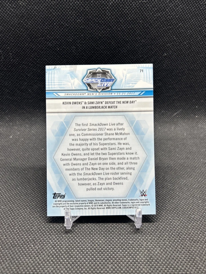 2019 Topps WWE Road WrestleMania Blue Kevin Owens Sami Zayn Card /99 - Image 4 of 4