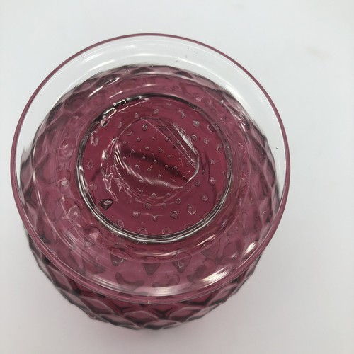 Vintage Murano Hand Made Cranberry Glass Pitcher Bullicante Gold Flake - Picture 5 of 10