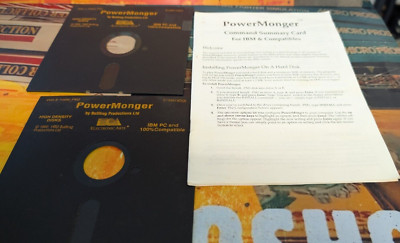 Power Monger (1990) IBM PC (2 Disks, Reference Card) classic 16-bit