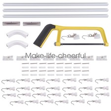 Room Divider Ceiling Track set for Curtains with Hooks 6ft-9ft Track Set White