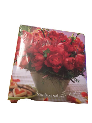 GESCHENKTE BRIEFPAPIER BLUMENGESTECKE NOTIZBLOCK & STIFT NOTIZBUCH BRANDNEU WEIHNACHTSGESCHENK