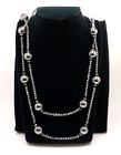 Hematite Long 51" Beaded Necklace 14K White Gold Clasp Round