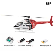 Fly Wing Bell 206 RC Helicopter 6CH Brushless GPS ACE Flight Control 2 Battery