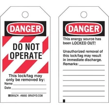 PACK OF 25 BRADY 65520 Y67665 LOCKOUT TAGS: DANGER, DO NOT OPERATE