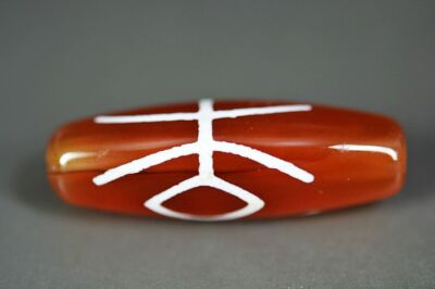 Tibetan Natural Red Agate DZi *Guiren Figure* Bead Amulet 37mm A11