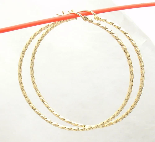 Bellezza 60mm 2 3/8" Round Large Twisted Hoop Earrings Bronze Yellow Color - product listing photo