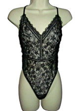       Size Small Sheer Victoria's Secret lingerie Bodysuit Black Lace Thong
