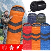 4 Season Single Sleeping Bags Camping Rectangular Envelope Zip Up Kids Adult