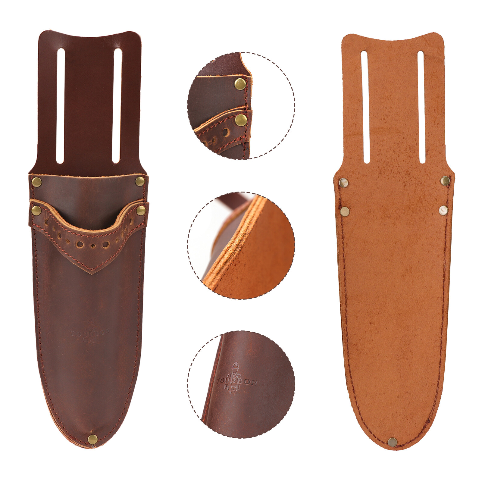 TOURBON Leather Garden Shears Sheath 2 in 1 Tools Case Scissors Saw Belt Holder