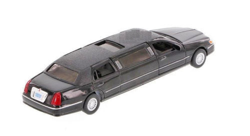 Kinsmart 1999 Lincoln Town Auto Stretch Limousine Limousine 1:38 Druckguss Modell schwarz - Bild 2 von 4