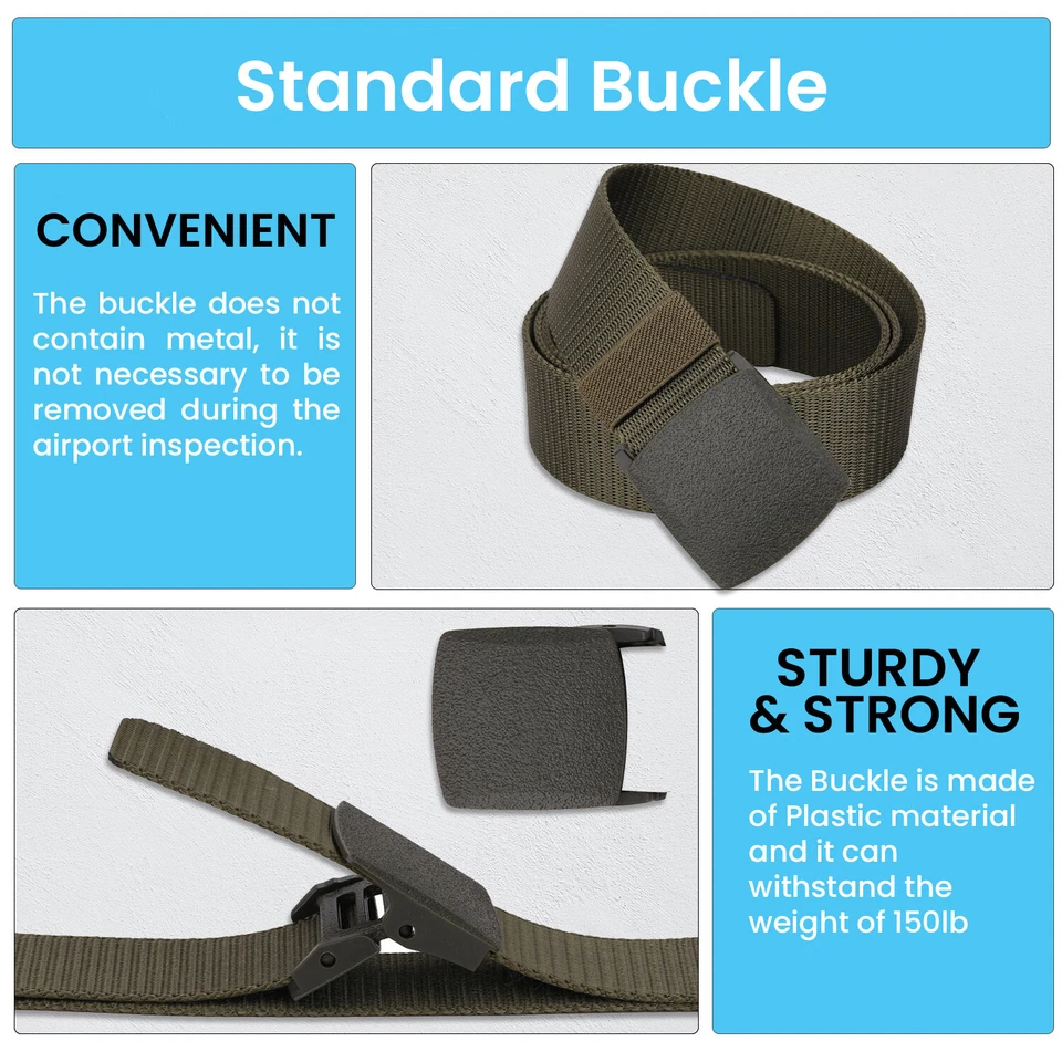 Hombre Banda Cinturón Ancho Nailon Ejército Militar Golf Ajustable Trabajo - Imagen 3 de 4