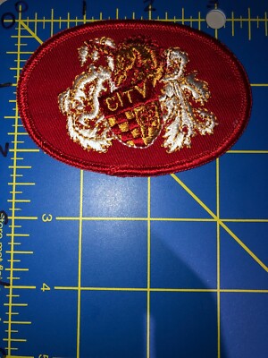 Vintage Stadt Crest Shield Wappen Aufnäher Heraldry Royalty Einhorn Rose Badge