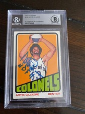 ARTIS GILMORE AUTO SIGNED 1972-73 TOPPS ROOKIE CARD BECKETT BAS SLABBED #180
