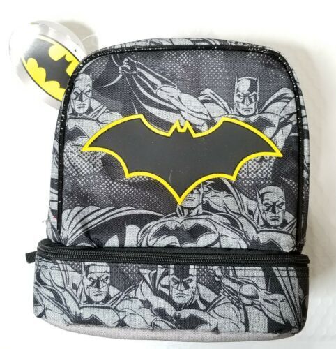 Batman Design Brotzeittasche mit zwei Fächern schwarz Reißverschluss oben Reißverschluss unten - Bild 1 von 1