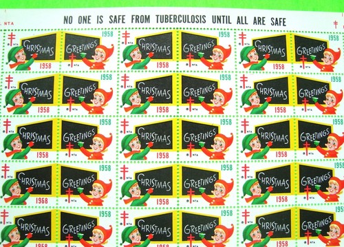 Lote/10 HOJAS COMPLETAS DE 100 SELLOS DE NAVIDAD 1000 sellos 1949 a 1959 SIN USAR - Imagen 19 de 22