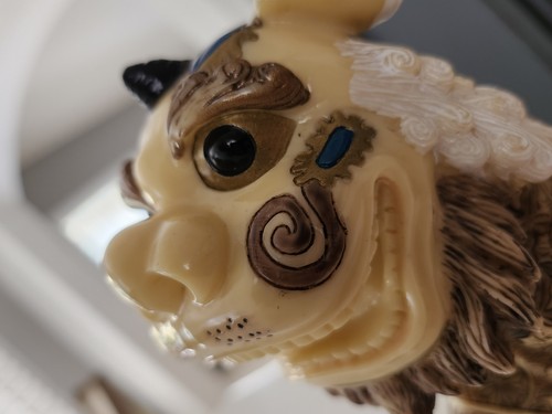 Antique RARE Netsuke Carving Etched Figure With Ink Inlay 7 Inch High Signed - Bild 10 von 23