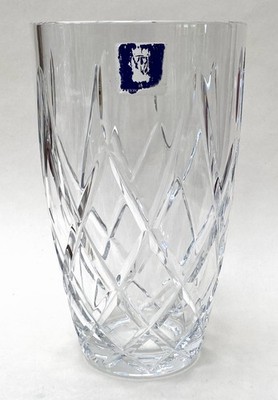 Doulton Bleikristall Vase geschliffenes Glas Rautenmuster 20,5 cm