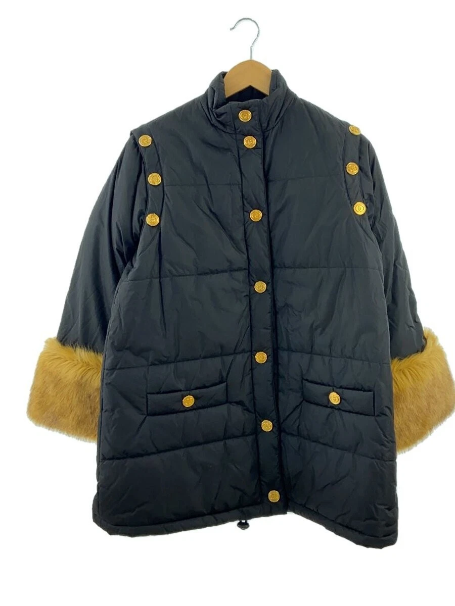 GUCCI Cappotto Imbottito Maniche Staccabili Ecopelliccia Nylon Nero Taglia 36 #EF AAA