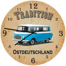 Wanduhr Tradition Ostdeutschland rund Ø 290 mm DDR Fahrzeuge Simson Trabant MZ