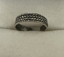 Women’s .925 Sterling Silver Toe Ring, Multi Strand Braid Antiqued Adjustable