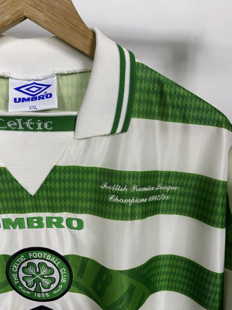 Vintage 90s Umbro Celtic FC Home T Shirt 1997/1998 Scottish