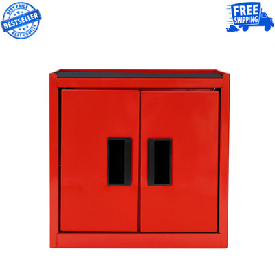 Hyper Tough Mini Tool Cabinet Red Steel 11.6'' Double Door Storage