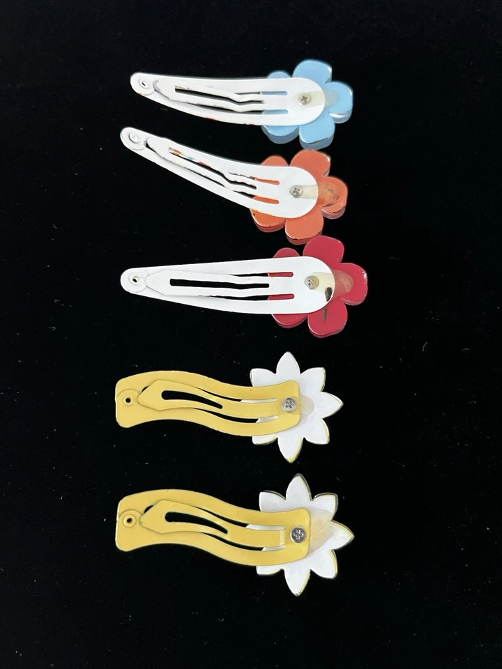 Lote de 5 pinzas para el cabello vintage Gymboree flor estrás clip a presión pasador Foto 3 de 4