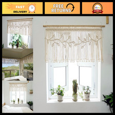 Boho Macrame Valance Curtain 35.43"x23.62" - Farmhouse Tassel Window Treatment