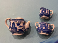 Miniature Blue Willow Collectible Chinoiseries tea ware, Made in Japan 4 Pieces
