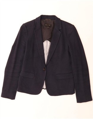 Massimo Dutti Womens 1 Button Blazer Jacket EU 40 Medium Navy Blue Cotton AP14