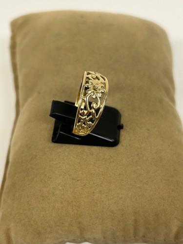ENCANTADOR ANILLO BANDA DISEÑO FILIGRANA FLORAL ORO AMARILLO 14K TALLA 9.5 - Imagen 4 de 15