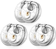 Discus Padlock with Key, 6 Pack Stainless Steel Storage Lock with 2-3/4 In. Wide