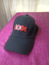 AC DC Adult Black Biodomes Cap With Red Metallic  Logo  Never Worn One Size 