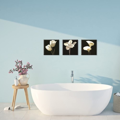 Flower Wall Decor for Bedroom SZ Still Life Canvas Art Prints of White Tulip - Picture 8 of 9