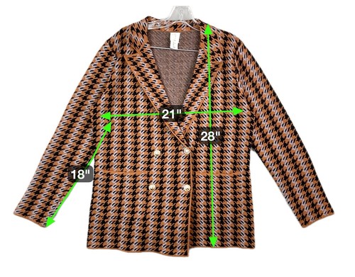 Joie Damen großer Hahnentritt Blazer zweireihig braun Stretch Taschen klassisch - Bild 3 von 14