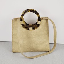 Bechamel Purse Handbag Faux Leather Canvas Te...